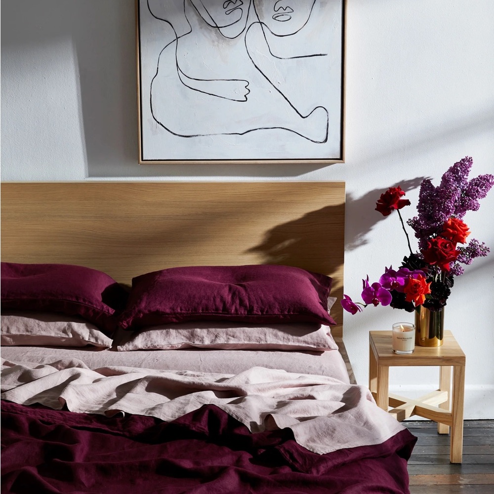 Bed Threads Flax Linen Sheet Set Ruby King